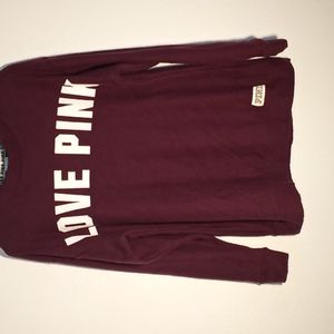 PINK, Sweater, Small, Burgundy